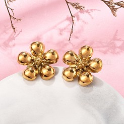 304ステンレススチールスタッドピアス  花  ゴールドカラー  24x24.5mm&nbsp;EJEW-D319-18G