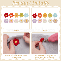 40個 10色コットン刺繍糸 縫い付けパッチ  布のアップリケ  花  ミックスカラー  26.5x27.5x4.5mm  4個/カラー&nbsp;PATC-FG0003-37