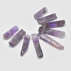 天然のアメジストサイズグラデーションビーズ連売り  ナゲット  18~55x8~12x6.5~8mm  穴：2mm  約8個/連  4.3インチ〜4.7インチ（11~12cm）&nbsp;G-P319-28