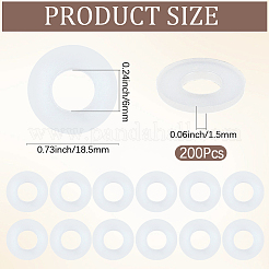 ナイロンガスケット200個  リング  ホワイト  18.5x1.5mm  穴：6mm&nbsp;FIND-GF0009-37C