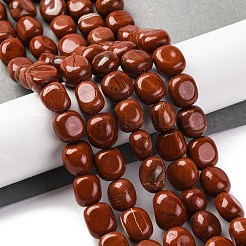 天然石レッドジャスパービーズ連売り  ナゲット  タンブルストーン  9~17x8~12x6~8mm  穴：1mm  約38個/連  15.55''（39.5センチメートル）&nbsp;G-G146-A04-02