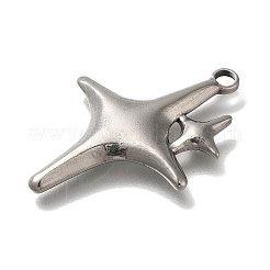 304ステンレスペンダント  星のチャーム  アンティークシルバー  36x26x3.2mm  穴：2.8mm&nbsp;STAS-H223-18AS-01