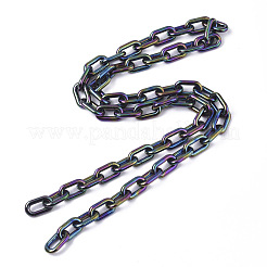 アクリル不透明アズキチェーン  ABカラー  オーバル  ブラック  13x8x2mm  19.68インチ（50cm）/連&nbsp;X-PACR-N009-002A