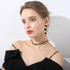 4ペア4色のオーバル＆ティアドロップ＆長方形のラインストーンダングルスタッドピアス  女性用ライトゴールド合金ジオメトリーロングドロップイヤリング  ミックスカラー  80mm  ピン：0.8mm  1ペア/カラー&nbsp;EJEW-AN0003-05