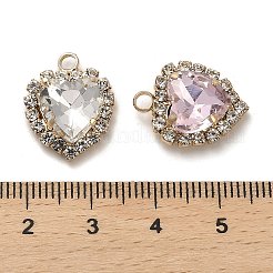 ガラスと金色の真鍮のペンダント  ハートチャーム  ミックスカラー  18.5x14x6mm  穴：2mm&nbsp;GLAA-G111-04G