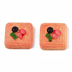 不透明なエポキシ樹脂カボション  模造食品  パン  サンゴ  22.5x22.5x10.5mm&nbsp;CRES-S358-69