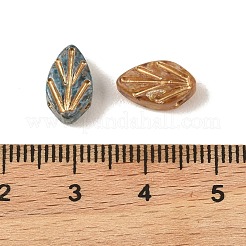 ペイントガラスビーズを焼く  ライン入り  ミックスカラー  葉  17.5x10.5x3.5mm  穴：1mm&nbsp;DGLA-G004-01M