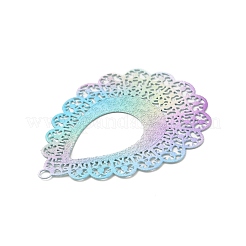 スプレー塗装された430ステンレススチールペンダント  ティアドロップチャーム  カラフル  45x35x0.5mm  穴：2mm&nbsp;STAS-G300-01