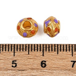 合金エナメルビーズ  長持ちメッキ  ロンデル  18KGP本金メッキ  カラフル  7.5x5.5mm  穴：3mm&nbsp;ZIRC-I054-33G-02-02