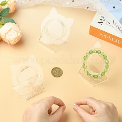 透明アクリル製斜め背面シングルブレスレットバングルディスプレイスタンド 4個  猫の形  7x4.5x7.5cm&nbsp;AC-FS5191-01A