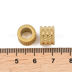 201ステンレスビーズ  大穴ビーズ  コラム  イオンプレーティング（ip）  18KGP本金メッキ  10.5x8mm  穴：6.5mm&nbsp;STAS-P437-02G