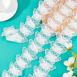 2ヤードのバタフライレースエッジトリムリボン  プラスチック製の模造パールビーズ付き  DIYの装飾服の刺繡用  ホワイト  2-3/4インチ（70mm）  20個/ヤード  2ヤード（1.82m）&nbsp;OCOR-NB0001-40