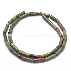 天然石ユナカイトビーズ連売り  コラム  11~15x3.5~4.5mm  穴：1~1.2mm  約28~30個/連  15.1~15.9インチ（38.5~40.5cm）&nbsp;G-F631-D22