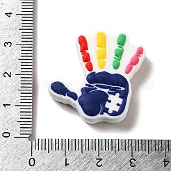 幼児自閉症テーマシリコンフォーカルビーズ  DIYの看護ネックレス用  手  29x30x7mm  穴：2mm&nbsp;SIL-P007-C01