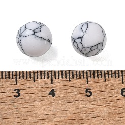 染色された合成ターコイズ球形ビーズ  ラウンド  穴なし/ドリルなし  ホワイト  10mm&nbsp;GG-CBA391B-02C-02