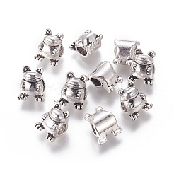 合金ヨーロピアンビーズ  大穴ビーズ  カエル  アンティークシルバー  14x11x9mm  穴：5mm&nbsp;PALLOY-E511-11AS