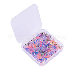 100個5色手作りホイルガラスチャーム  花弁  ミックスカラー  12.5x6x4.5mm  穴：1mm  20個/カラー&nbsp;FOIL-CJ0001-09
