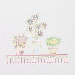 除去可能な模様のDIY刺繡生地  刺繡布  正方形  花柄  28x27.6x0.05cm&nbsp;DIY-P032-B06