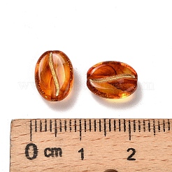 透明なアクリルビーズ  コー​​ヒー豆  ゴールドライン入り  サドルブラウン  10.5x8x4.5~5mm  穴：1.2mm  約1851~1900個/500g&nbsp;OACR-Z030-01C