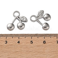304ステンレスペンダント  チェリーチャーム  ステンレス鋼色  17x17x3mm  穴：3.5mm&nbsp;STAS-P440-03P