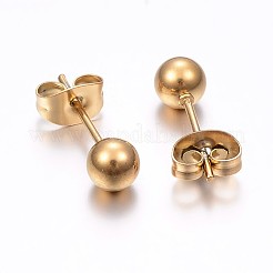 304ステンレススチールスタッドピアス  低刺激性のイヤリング  ラウンド  銀  16x5mm  ピン：0.8mm  12のペア/カード&nbsp;EJEW-H353-03G-5MM