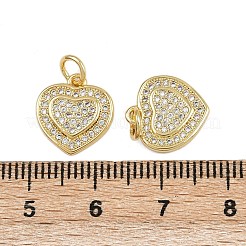 真鍮製マイクロパヴェキュービックジルコニアペンダント  ハートチャーム  丸カン付き  16KGP本金メッキ  13x12x2mm  穴：3.2mm&nbsp;ZIRC-I367-11G-13