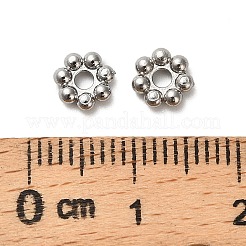 304ステンレススチールスペーサービーズ  花  ステンレス鋼色  6x2mm  穴：1.6mm&nbsp;STAS-Z141-01P-03