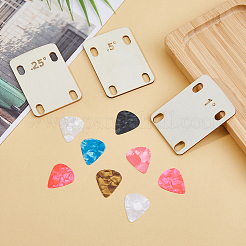 プラスチック製ギターピック8個  木製ギターネックシム1セット付き  ピックギター楽器アクセサリー  ミックスカラー  30x25.5x0.4mm&nbsp;KY-FI0001-03