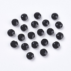 模造オーストリアクリスタルビーズ  グレードAAA  k9ガラス  多面カット  フラットラウンド  ブラック  6x3.5mm  穴：0.7~0.9mm&nbsp;SWAR-F053-6mm-23