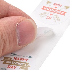 バレンタインデーの丸い紙のステッカー  粘着ラベルロールステッカー  ギフトタグ  封筒用  パーティー  装飾を提示します  ホワイト  25x0.1mm  500PCS /ロール&nbsp;DIY-I107-05B