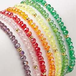 7 個 7 スタイルのガラスビーズストレッチブレスレットセット  レモン & キウイ & 洋ナシ & アップル & ピタヤ & オレンジ ポリマークレイ スタッカブル ブレスレット 女性用  ミックスカラー  内径：2-1/8インチ（5.5cm）  1個/ものもらい&nbsp;BJEW-TA00230