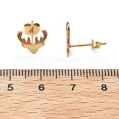 304ステンレススチールスタッドピアス  鹿  18KGP本金メッキ  11x9.5mm&nbsp;EJEW-I317-03G