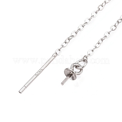 変色防止ロジウムメッキ 925スターリングシルバースタッドピアス金具  アメリカンピアス  プラチナ  89mm  ピン：0.5mm  ペンダント：6.5x3mm&nbsp;STER-N016-07K