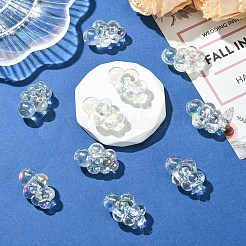 10 個の UV メッキ透明レインボー虹色アクリルビーズ  ABカラーメッキ  雲  クリアAB  33x22.5x16.5mm  穴：2.5mm&nbsp;PACR-YW0001-45
