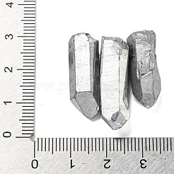電気メッキされた天然の水晶が目盛り付きビーズ連売り  ナゲット  トップ掘削  21~43x5~13mm  穴：1mm  3個/セット&nbsp;G-P315-A15