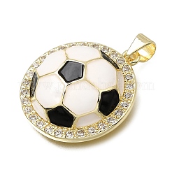 真鍮マイクロパヴェクリアキュービックジルコニアペンダント  エナメル  サッカーのチャーム  18KGP本金メッキ  23x21x7.5mm  穴：4x3.5mm&nbsp;CU-CBA108A-06G