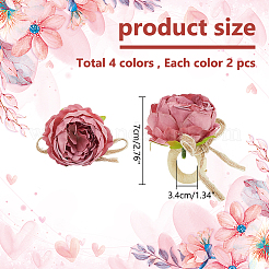 ラフィアナプキンリング  布製の造花牡丹の花付き  ミックスカラー  70mm  2個/カラー&nbsp;DIY-WR00001