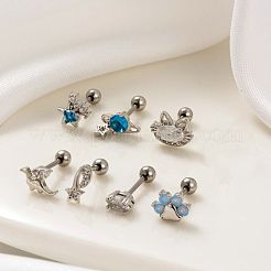 316lステンレススチールキュービックジルコニア軟骨イヤリング（女性用）  ローズゴールド  1＃  6mm  ピン：0.8mm&nbsp;WGF6ABA-16