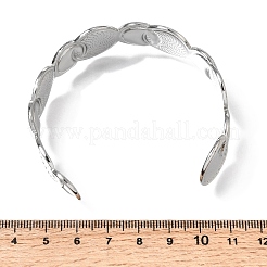 女性用304ステンレススチールカフバングル  インターロックリング  ステンレス鋼色  内径：2.32インチ（5.9cm）&nbsp;BJEW-T030-01P