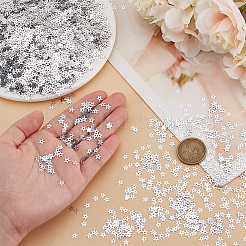 100g PVC装飾アクセサリープラスチックスパンコール  スター  銀  5.5x6x0.1mm  穴：1mm&nbsp;FIND-GO0003-44