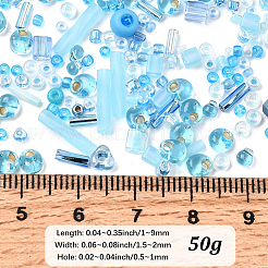 ミユキシードビーズミックス 50g  日本製シードビーズ  混合形状  空色  1~9x1.5~2mm  穴：0.5~1mm&nbsp;SEED-PA0001-35F