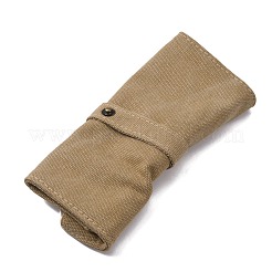 コットンキャンバスウォッチロール  多目的トラベルストレージウォッチロールアップオーガナイザー  スナップボタン付き  時計を 5 個まで収納できます  淡い茶色  折りたたみ：19x8.7x2.3cm&nbsp;AJEW-WH0020-72A