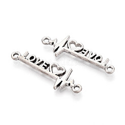 チベットスタイルの合金リンク/コネクター  愛の鼓動  カドミウムフリー＆鉛フリー  アンティークシルバー  33.2x11.2x2mm  穴：1.6~1.8mm  約704個/1000g&nbsp;PALLOY-T090-89AS