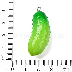 樹脂チャーム  模造食品  プラチナ鉄ループ付き  キュウリ  40.5x16.5x15mm  穴：2mm&nbsp;RESI-S010-03A