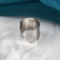 304ステンレススチールオープンカフリング  男性と女性のための幅広バンドリング  ステンレス鋼色  15mm  調整可能&nbsp;RJEW-G335-01C