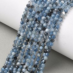 ナチュラル デビル ブルー アクアマリン ビーズ 連売り  多面カット  ラウンド  4mm  穴：0.7mm  約95個/連  15.16''（38.5センチメートル）&nbsp;G-P629-A02-03