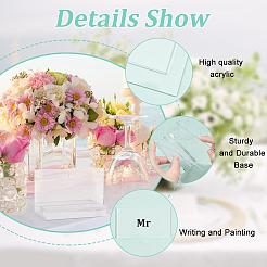 透明アクリルブランクプレイスサイン＆ベースホルダーセット  結婚式のための  パーティー  長方形  ゴーストホワイト  完成品：89.5x50x54mm&nbsp;FIND-WH0042-52