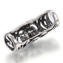 304ステンレススチールビーズ  頭蓋骨のある列  アンティークシルバー  34x13x12mm  穴：9.5mm&nbsp;STAS-F169-47AS