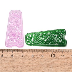 染色された天然水晶の彫刻ペンダント  中空台形チャーム  ミックスカラー  41.5~42x19~19.5x2~3mm  穴：1x1.5mm&nbsp;GG-CBA0022-08