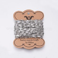変色しにくい304ステンレススチールチェーン  ハンダ付け  長方形と花  ステンレス鋼色  8x3.5x1mm  10x3x1.5mm  約32.8フィート（10m）/カード&nbsp;CHS-E002-05